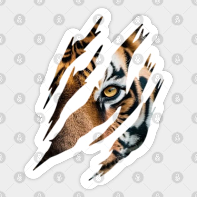 Cat Eye of the Fearless Tiger Silhouette Sticker by DarkStile